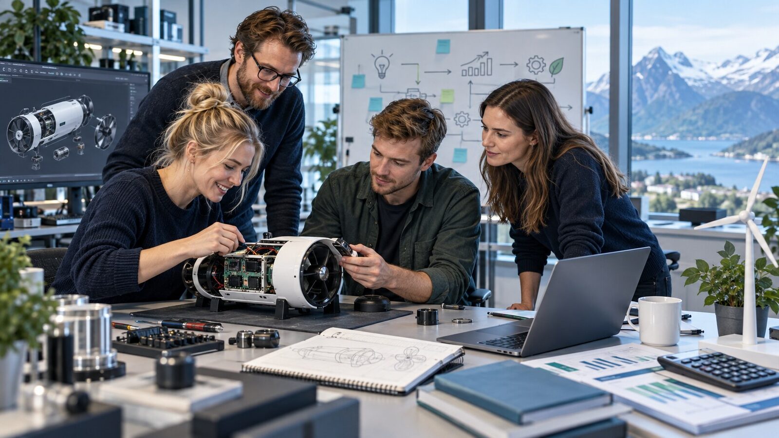 Teknologibedrift arbeider med et forsknings- og utviklingsprosjekt