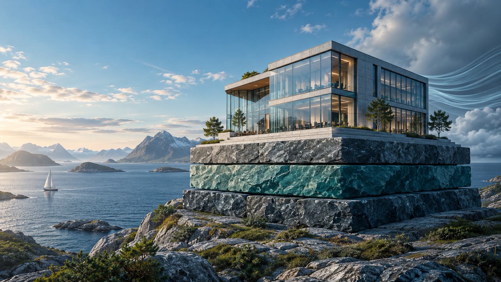 Et moderne bedriftsbygg står på et sterkt fundament